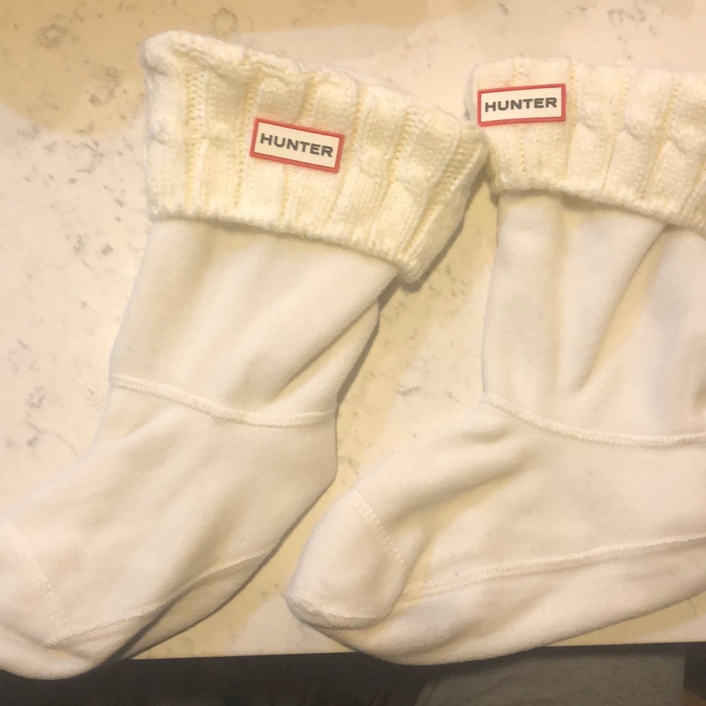 White Knit Short Hunter Rain boot socks